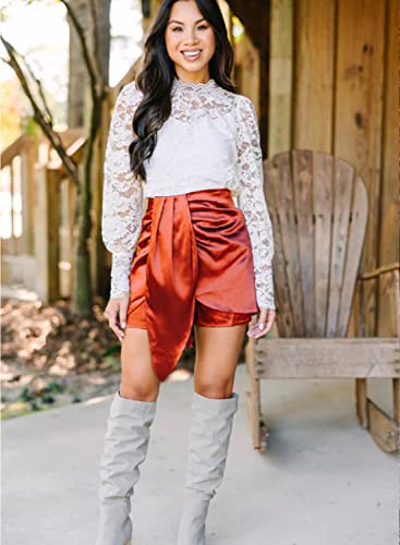 Dorose Lace Tunic Tops To Wear With Leggings Turtle Neck T-Shirts Blouses White Xl #TOP3