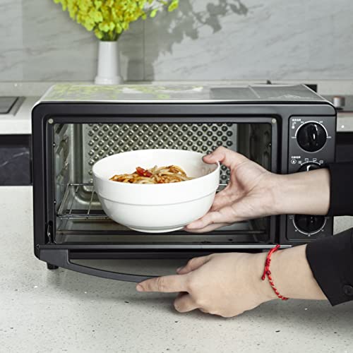 Happy Kit 6" Ceramic Soup Bowls, Cereal Bowls Set Of 6, 24Oz White Bowls For Kitchen, Serving Bowls For Cereal Soup Rice Pasta Salad Oatmeal, Thick-Edge Non-Slip Design #TOP4