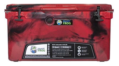 Frosted Frog Red Camo 75 Quart Ice Chest Heavy Duty High Performance Roto-Molded Commercial Grade Insulated Cooler