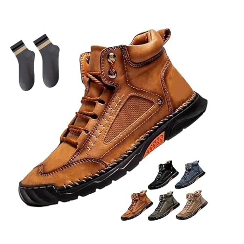 Sawbehind Men's Comfortable Handmade Leather Boots, Sawbehind Men's Comfortable Boots Leather Boot Mens Handmade Shoe Boots-Waterproof Outdoor Wide Leathe
