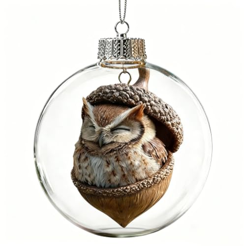3D Forest Animal Acorn Ornaments, 3.1 Inches Bunny Figure, Plastic Tree Hanging Decor, 1 Pc, Brown D - image 2