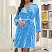 Robes for Women Premium Plush Fleece Robe Terry Knee Length Kimono Bathrobe Towel Fluffy Soft Bathrobe Sky Blue