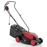 DORTALA Lawn Mower, Corded 14" Electric Push Mower, 3-Position Cutting Height Adjustment, 9.3 Gal Grass Collection Box, 12 AMP Motor, 1500W, Lightweight Walk-Behind Mower for Small Medium Yard (Red)