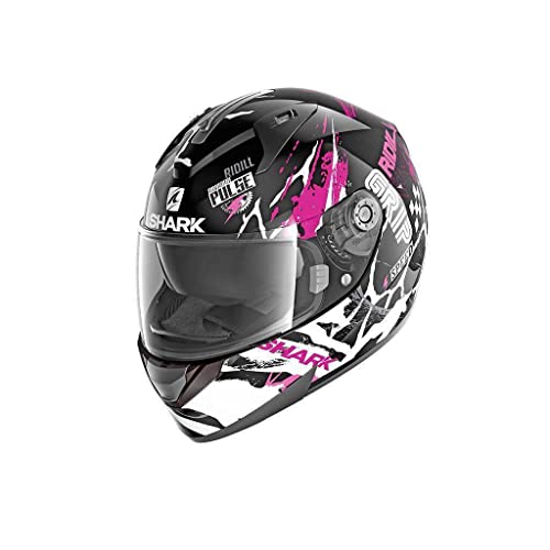 SHARK NC Casco per Moto, Hombre, Negro/Blanco/Fuchsia, S