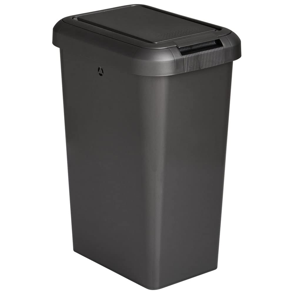 wilko Silver 25L Touch Lid Bin, Dual Opening Lid, Features Swing and