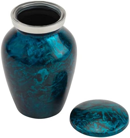 Starry Night Blue Keepsake Cremation Urn for Ashes, Aluminum, Blue Urn, Keepsake Sized Cremation Urn, 3 Inches High