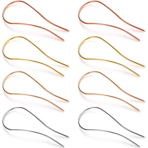 8 Pieces Metal U Shape Hair Fork Simple Updo Hair Stick Alloy Gold-Plated 2 Prong Bun Hair Pins Clips Grips for Women Girls Hair Styling Tool Accessories (Gold, Silver, Rose Red)