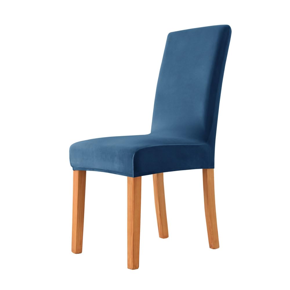 Lot de 6 housses de chaise en velours bleu roi pour salle à manger et bureau