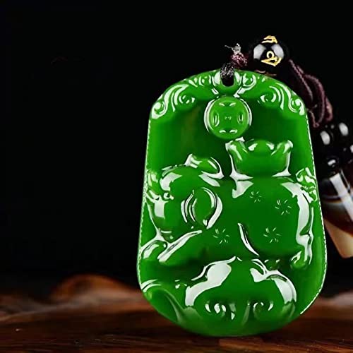 Collier pendentif en jade vert naturel pour homme et femme