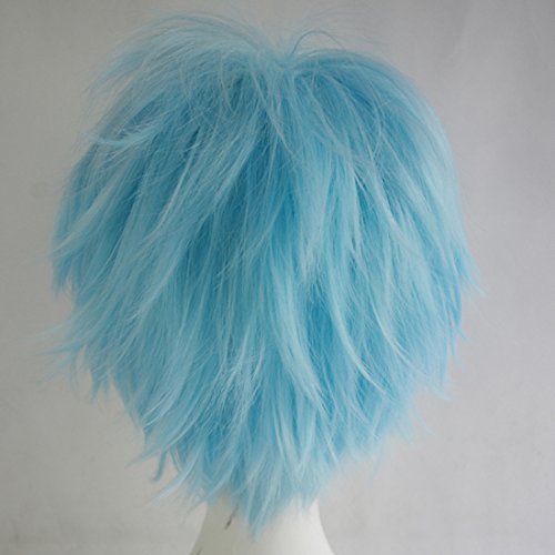 Image of LABEAUTE Mens Light Blue Wig for Rei Cosplay Male Short Unisex Fluffy Heat Resistant Wig Hair with Bangs for Party and Halloween + Free Cap
