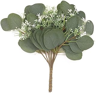 Artificial Eucalyptus Seeded Stems 10Pcs, Greenery Eucalyptus Leaves 11" Eucalyptus Plant Foliages for Wedding, Garden, Holiday Party, Indoor Outdoor Decoration