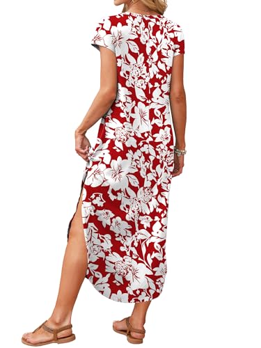 Image of RUMIA Summer Maxi Dresses for Women Cap Sleeve Long Sundress with Pockets