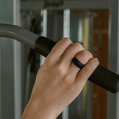 Egnaro Silicone Rings For Men With Half Sizes Inner Arc Ergonomic Breathable Design 7 Rings - Rubber Wedding Bands 8Mm Wide 2.5Mm Thick, Size 10 #TOP2