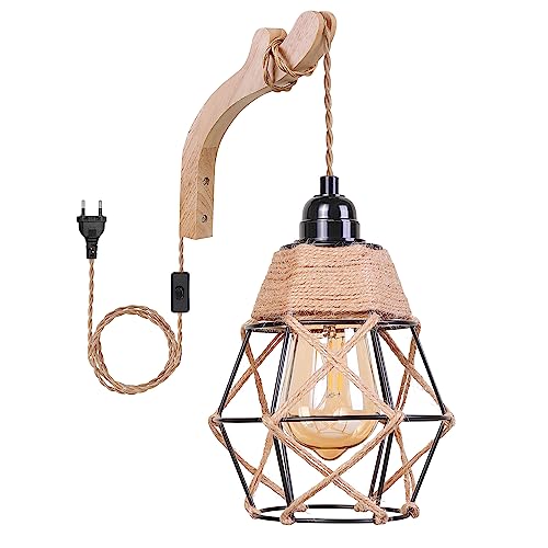 Eufrozy Wandleuchte Innen Vintage, Wandlampe Innen Boho mit Schalter und...