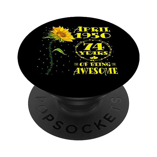 74 Cumpleaños 74 Años Amantes del Girasol Nacidos en Abril de 1950 PopSockets PopGrip Intercambiable