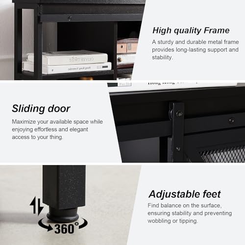 HOMISSUE Corner TV Stand for TVs Up to 60 Inch, TV Console Table with Storage Cabinets, Modern Corner TV Stand with Power Outlet, Industrial TV Stand with Sliding Door for Living Room, Bedroom - Image 7