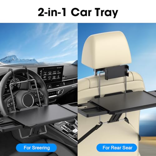 Large Steering Wheel Tray Car Desk, Portable Car Table Tray for Laptop, Eating, Writing, Multi-Use Car Desk for Travel, Work, Food, Drink, Car Table Tray for SUV, Truck, Van, Road Trips - Image 4