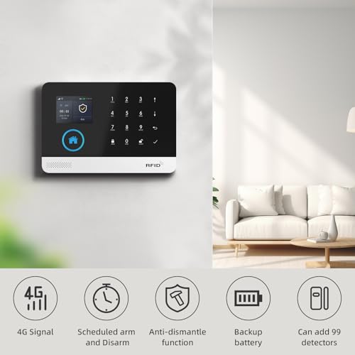 PGST Home Security Systems for House, Wireless Home Security Alarm System, Door/Window Sensor Motion Sensors with App Alert, WiFi+GSM 4G Home Alarm System No Subscription