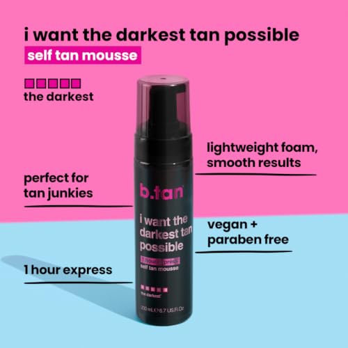 Image of b.tan Ultra Dark Self Tanning Kit | Next Level Duo Bundle - Best Fake Tan Mousse, Glow Your Own Way Clear Tanner Gel w /Smooth Mitt Applicator, 1 Hour Express Sunless Foam, Fast Summer Bronze