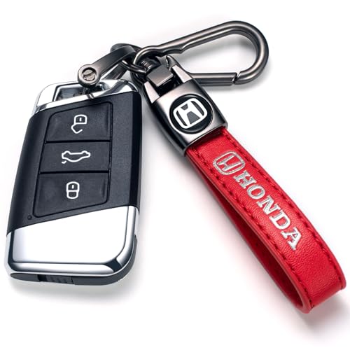 Image of Leather Car Keychain Key Ring for Men and Woean, Key Fob Car Accessories Family Present(red)