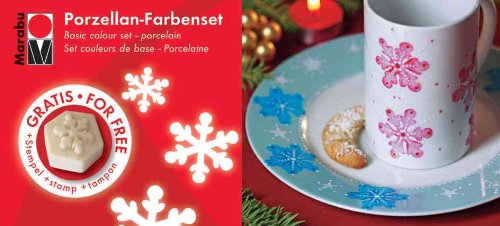 Marabu Kerstschilderset, porselein, 6 x 15 ml, met mini-stempel en kwast