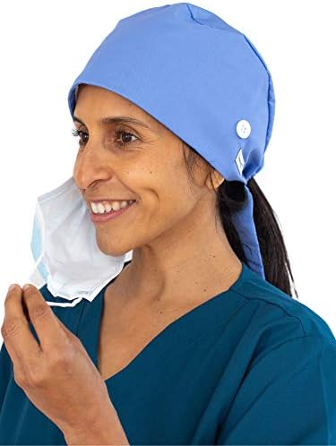 UNBURG Scrub Cap with Buttons for Women 
