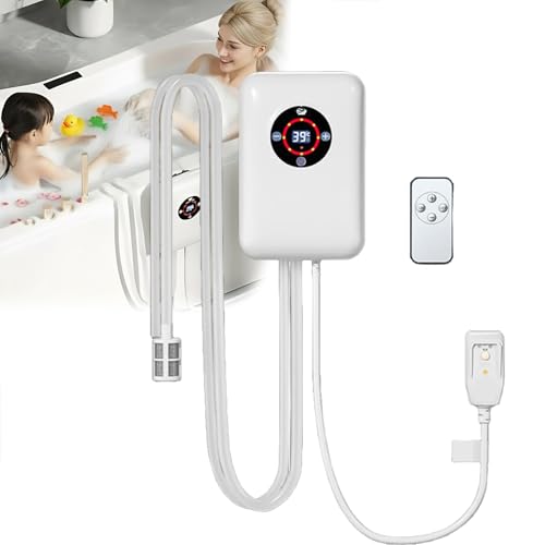 Weyot Calentador portátil para Jacuzzi, termostato de baño, Temperatura Constante de 30-43 °C, para minipiscinas, Calentador de Cubo, Ideal para los Amantes del baño.White,22x14.8x7.5cm