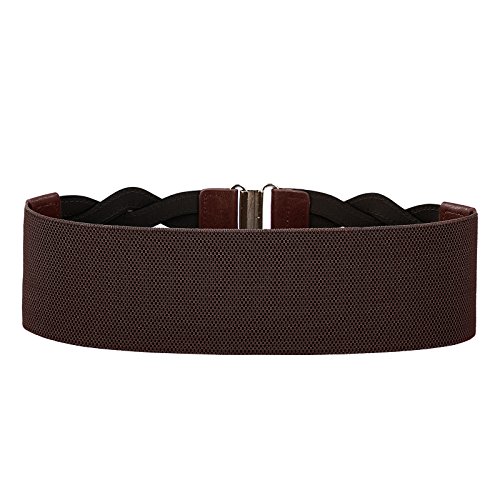 GRACE KARIN Women's Elastic Vintage Belt Stretchy Retro Wide Waist Cinch Belt(Coffee,L)