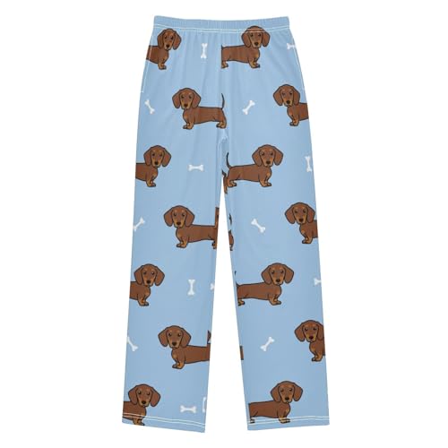 Boys' Pants Cute Dachshund Dog Blue Long Bottoms Jogger Pants Elastic Waist Trousers with Pockets S-XL