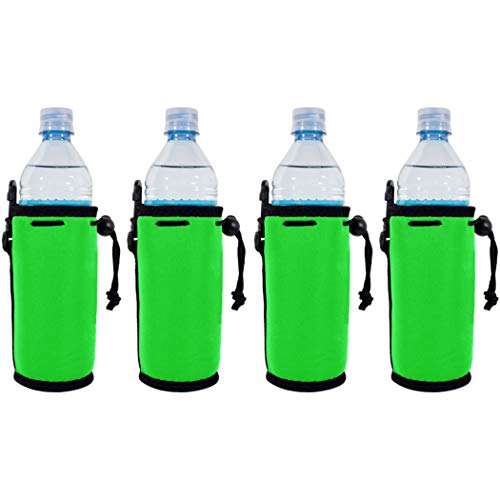 Blank Neoprene Water Bottle Coolie (4 Pack, Neon Green)