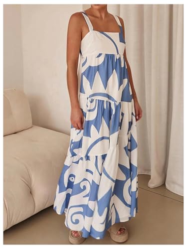 Image of SHENHE Women Boho Ruffle Maxi Dress Summer Vacation Ruffle Flowy Dress