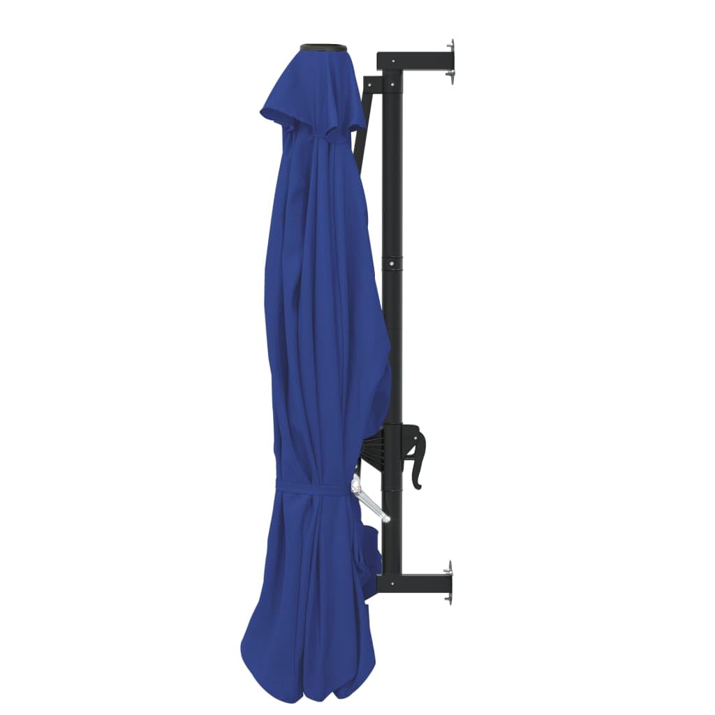 Sombrilla de Pared con Inclinación Ajustable, Parasol de Jardín con Mecanismo de Manivela y 8 Varillas de Acero, Tela de Poliéster con Protección UV y Poste Robusto