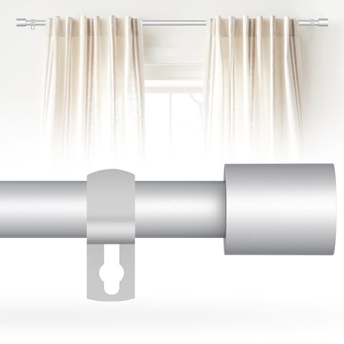 Curtain Rod for Windows 30 to 60 Inch, 5/8 Inch Silver Adjustable Curtain Rod with 2 Brackets, Easy Installation and Simple End Caps, For Living Room, Bedroom, Outdoor