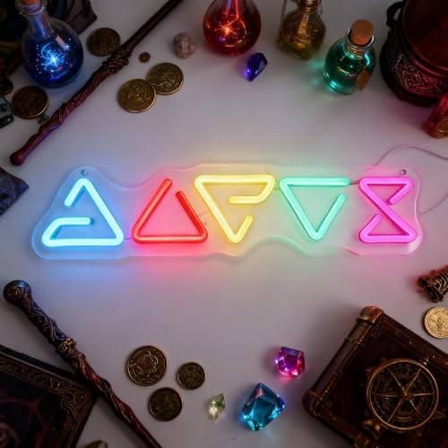 Image of Witche Neon Sign, | Red and Orange LED, 16.5x4 Inch, USB Powered, Gaming Decor for Fantasy Bedroom