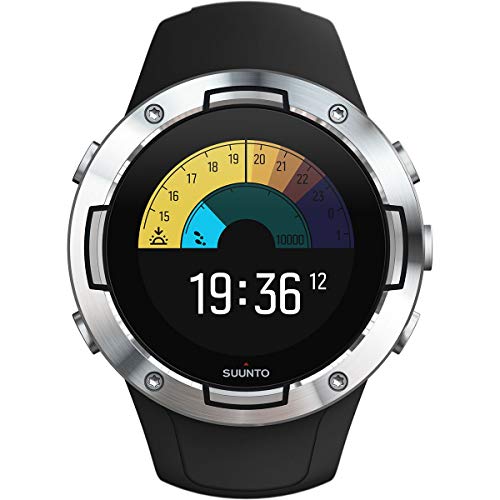 Suunto 5 Montre GPS Multisport Légère et Compacte avec Suivi de l'Activité Physique 24/7 et Mesure du Rythme Cardiaque au Poignet, Mixte Adulte, Noir (Acier), Taille Unique