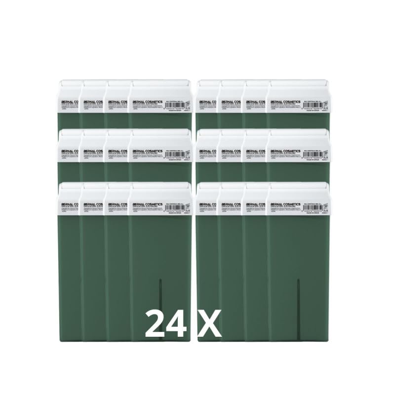 Pack 24 Cartuchos Cera Roll-On Aloe Vera 100ml – Cera Depilatoria Profesional – Compatibles con Calentador Roll-On Estándar – Todo Tipo de Piel