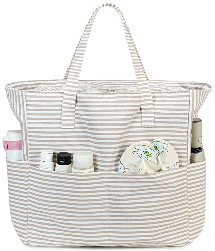 Image of LEDAOU Beach Bag Waterproof Sandproof Women Beach Tote Pool Bag with Zipper for Swim Gym Grocery Travel with Wet Pocket | Sandproof
