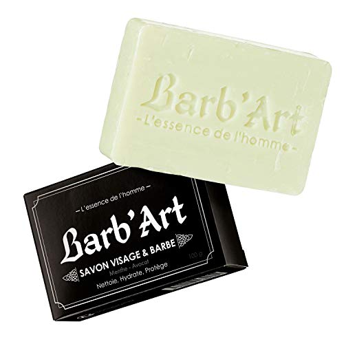Barb'Art Savon Barbe/Visage Menthe Avocat 100 g