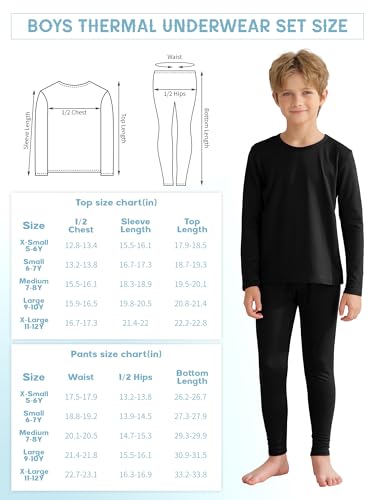 Vzv 3 Set Boys Thermal Underwear Set, Kids Long Johns Fleece Lined Thermal Set Boy Base Layer For Skiing thumb #1