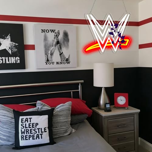 Image of Pugna Wrestling Themed LED Neon Signs Dimmable Wrestle Neon Lights Wall Decor for Leisure Venues, Boxing Gyms, Bars, Games, Competitions, Parties, Gifts Art for Fans- 15.7 x 13.5 IN-USB Powered-Acrylic.