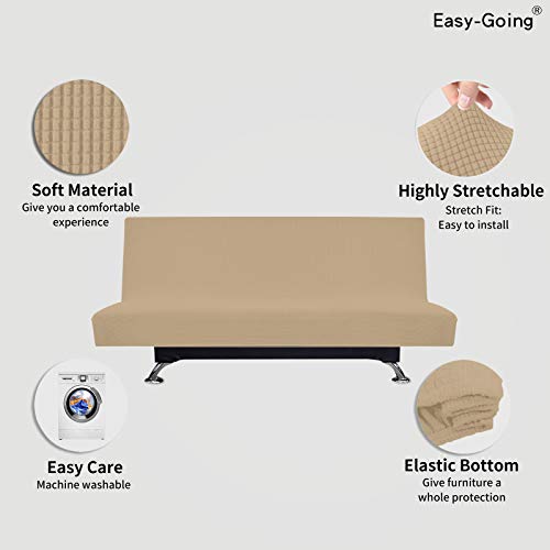 Image of Easy-Going Stretch Large Futon Slipcover Armless Futon Cover Sand