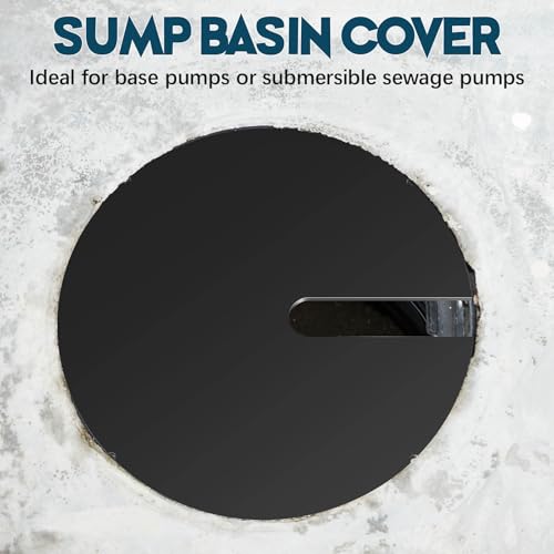 Image of 17.71 Inch Sump Pump Cover Plastic Submersible Sump Basic Cover Black Septic Tank Lid for Water Pump Basin Bucket Outdoor Well (Side Notch)