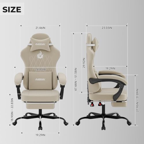 NIONIK Gaming Stuhl Einsteigermodell, Ergonomischer Computerstuhl mit Verstellbarer Höhe und Rückenlehne… – Ansicht 3