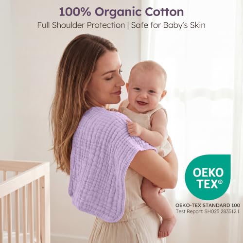 Image of Yoofoss Muslin Burp Cloths for Baby 10 Pack 100% Organic Cotton Baby Washcloths for Boys Girls Large 20''X10'' Super Soft and Absorbent Apricot,Lavender
