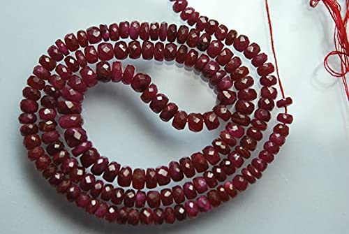 LKBEADS Sznurek 40 cm, AAA naturalny ciemnoczerwony Longido rubin fasetowany duży rozmiar rondelles, rozmiar 6,5-4 mm