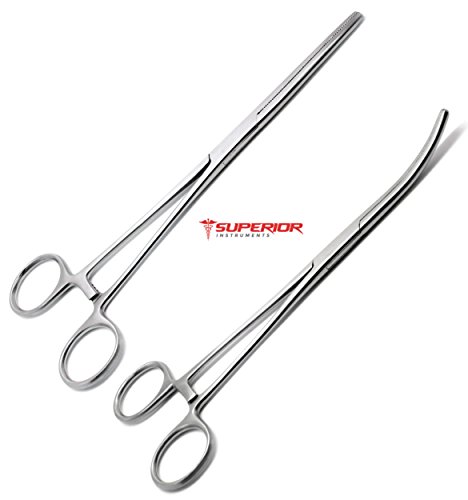 2 Pcs Hemostat Pean Rochester Straight & Curved Forcep 8