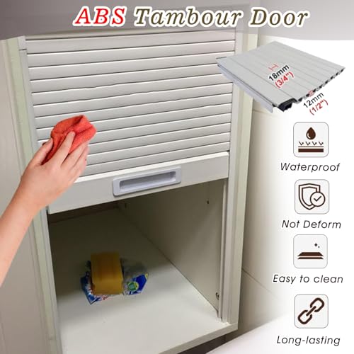 Kit para puerta enrollable de plástico con guías correderas para armarios de 86 cm 4