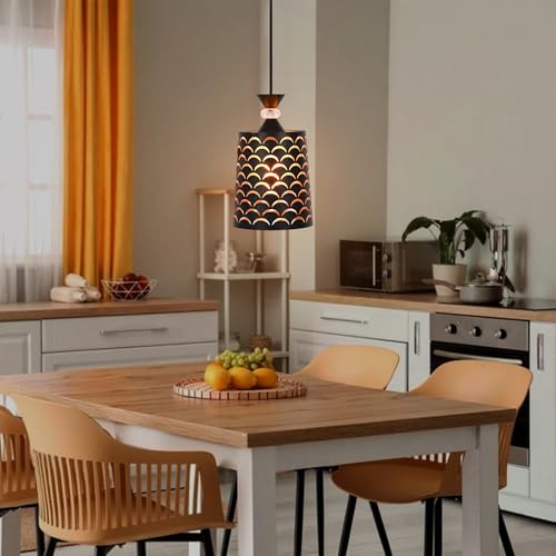 Image of Groeien Pack of 2 | Black Finish Metal Crystal Hanging Pendant Ceiling Lamp Fixture | Chandelier for Home, Indoor, Outdoor,Living Room, Bedroom(Bulb not Included) (DeepArc Light, 2)