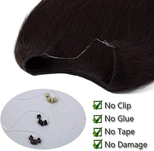 Silk-co Secret Wire In Hair Extensions 20inch Remy Hair One Piece #02 Dark Brown Real Human Hair Secret Wire No Clip Straight - Image 3