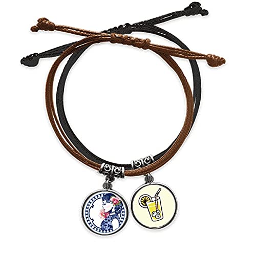 Bracelet corde fleur culture chinoise en cuir pour femme